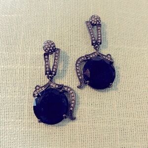 Vintage Earrings with Blue Gemstone